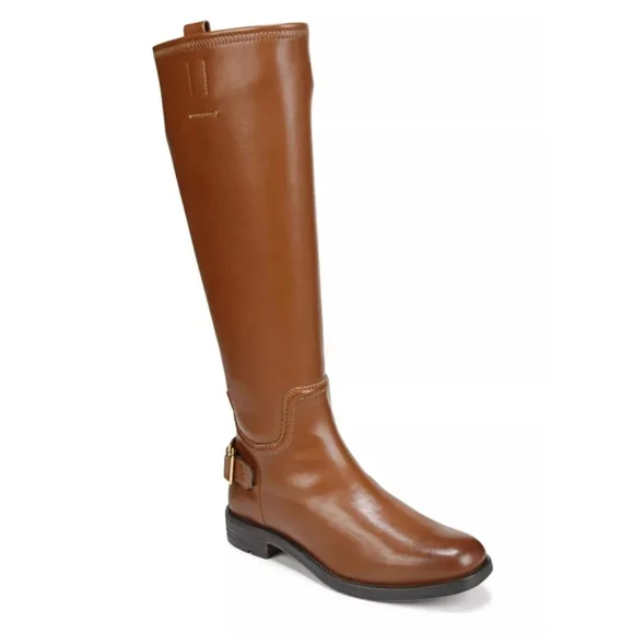 Franco Sarto Classic Ridding Knee High Boots SZ 7 M WIDE CALF Cognac Brown - Picture 2 of 14